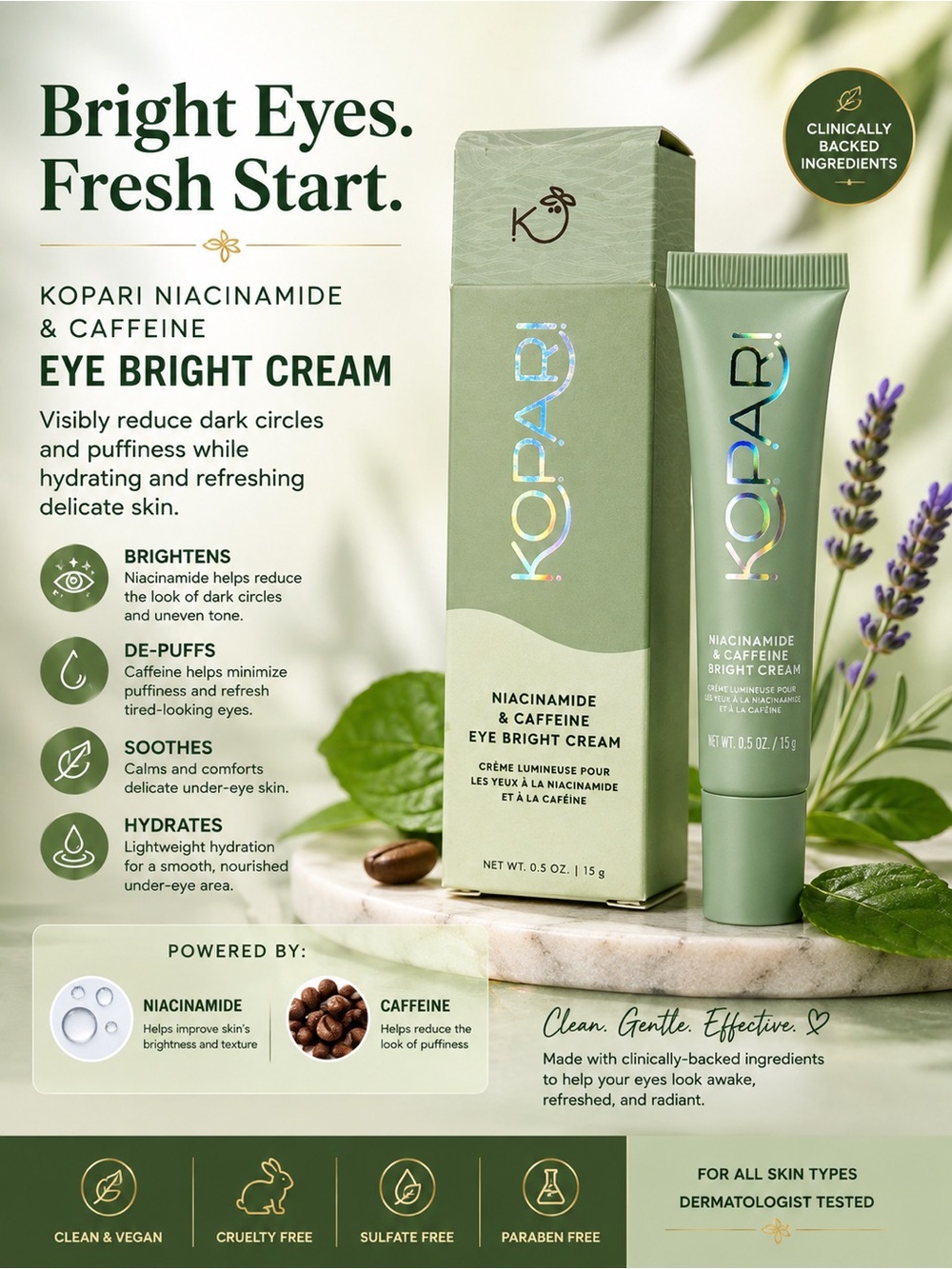 Kopari Green Niacinamide & Caffeine Eye Bright Cream